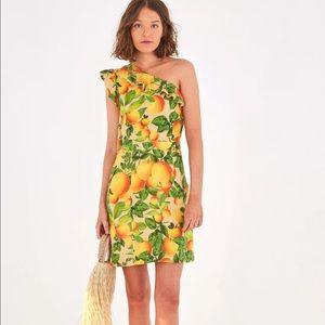 FARM Rio Orange Sands one shoulder dress NTW
